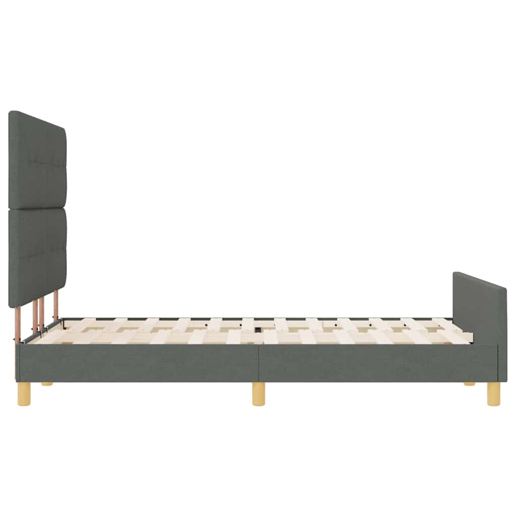 vidaXL Ramka łóżka Z zagłówkiem ciemno szary 140 x 190 cm tkanina