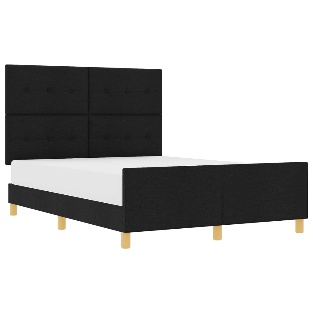 vidaXL Ramka łóżka Z zagłówkiem Czarny 140 x 190 cm tkanina