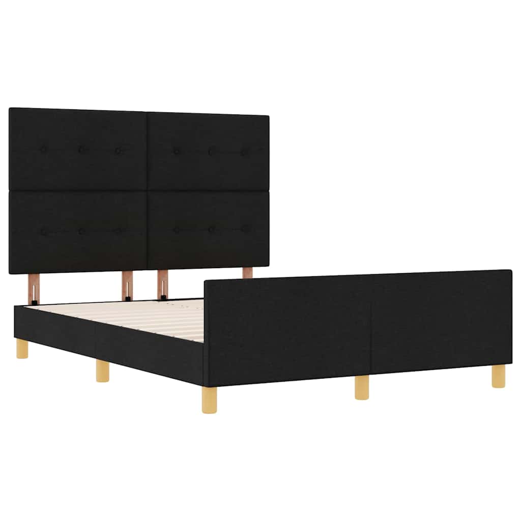vidaXL Ramka łóżka Z zagłówkiem Czarny 140 x 190 cm tkanina