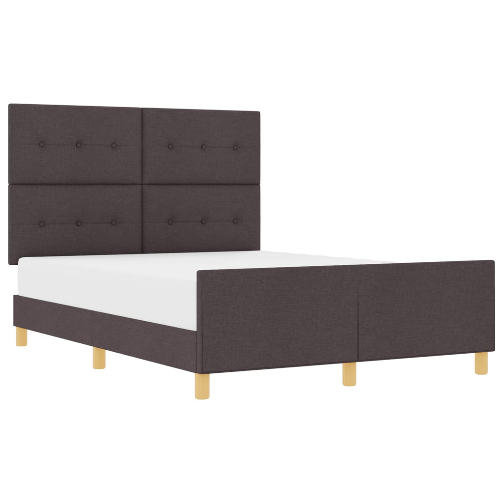 vidaXL Ramka łóżka Z zagłówkiem ciemnobrązowy 140 x 190 cm tkanina