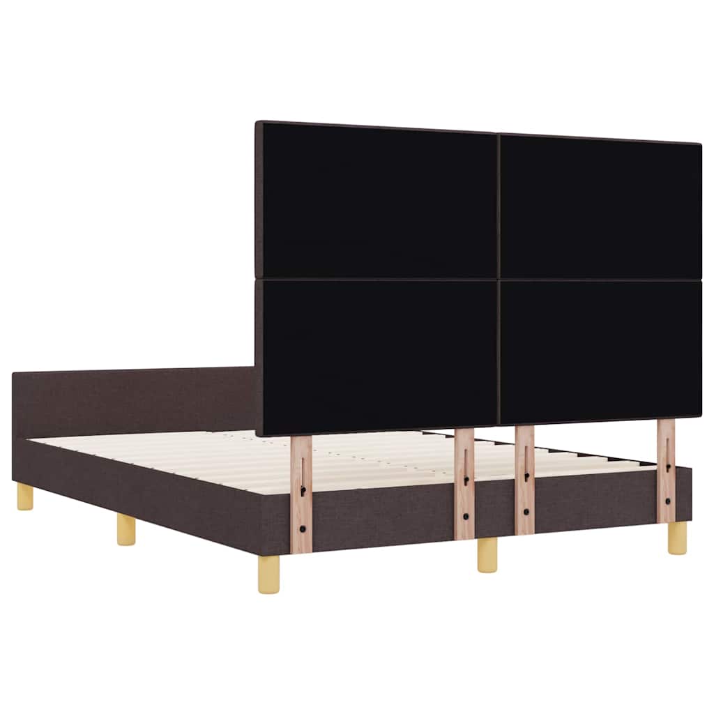 vidaXL Ramka łóżka Z zagłówkiem ciemnobrązowy 140 x 190 cm tkanina