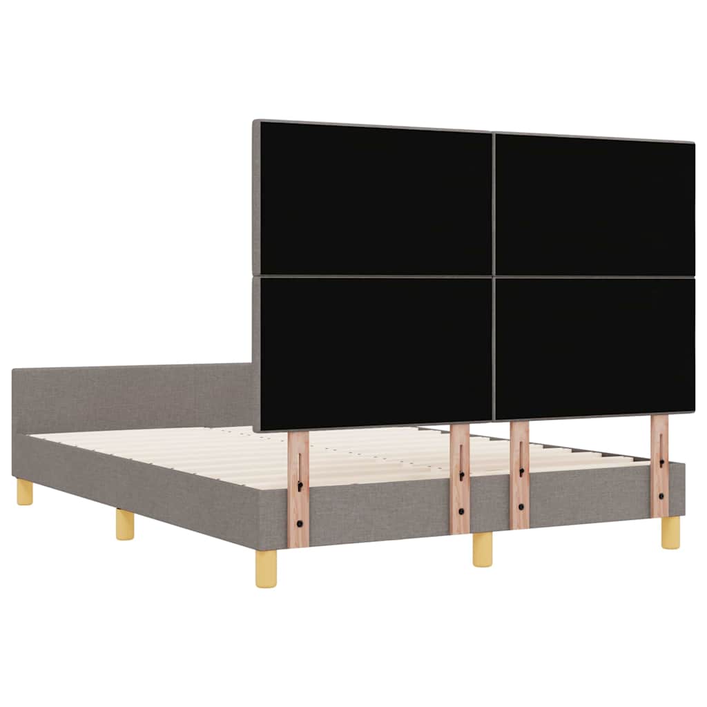vidaXL Ramka łóżka Z zagłówkiem Ciemnoszary 140 x 190 cm tkanina