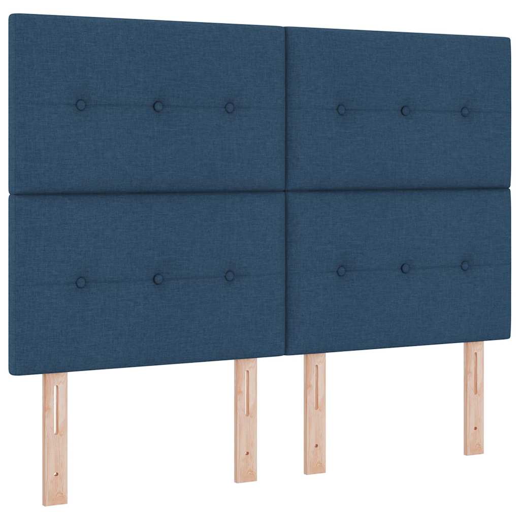 vidaXL Ramka łóżka Z zagłówkiem Niebieski 140 x 190 cm tkanina