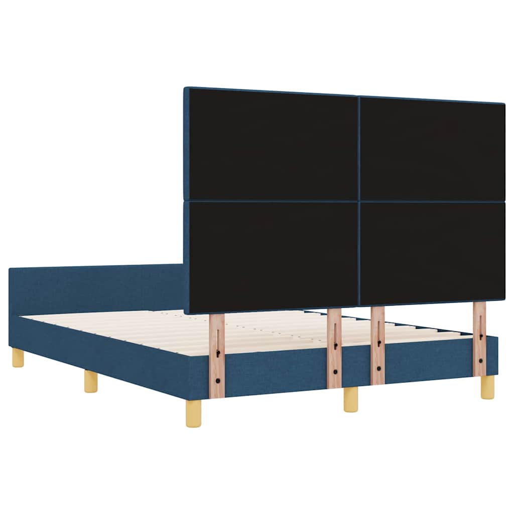 vidaXL Ramka łóżka Z zagłówkiem Niebieski 140 x 190 cm tkanina