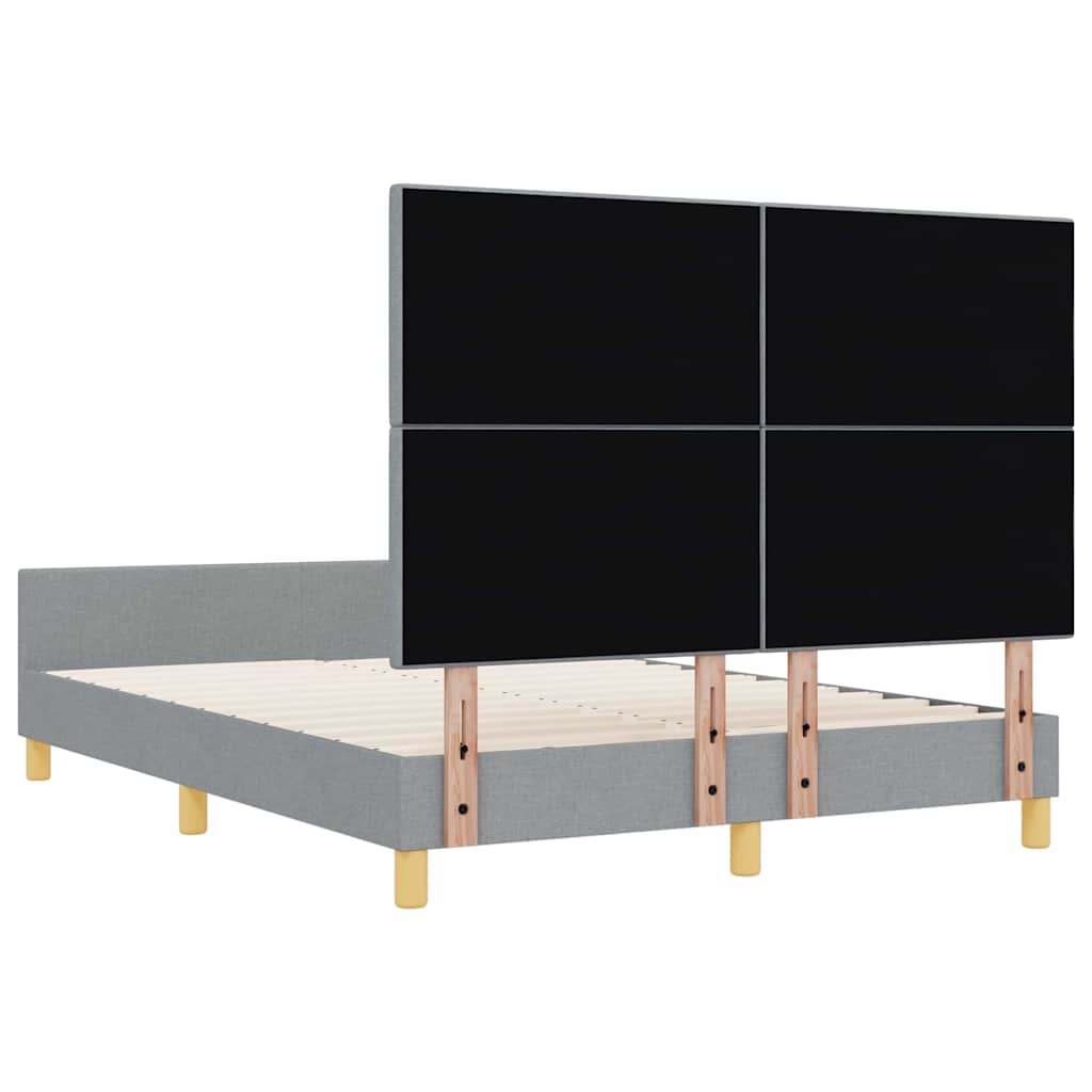 vidaXL Ramka łóżka Z zagłówkiem Jasnoszary 140 x 200 cm tkanina