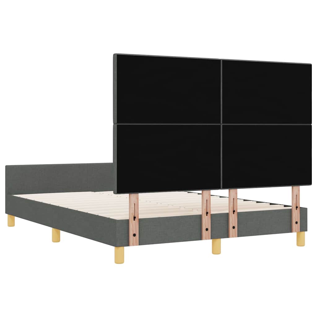 vidaXL Ramka łóżka Z zagłówkiem ciemno szary 140 x 200 cm tkanina