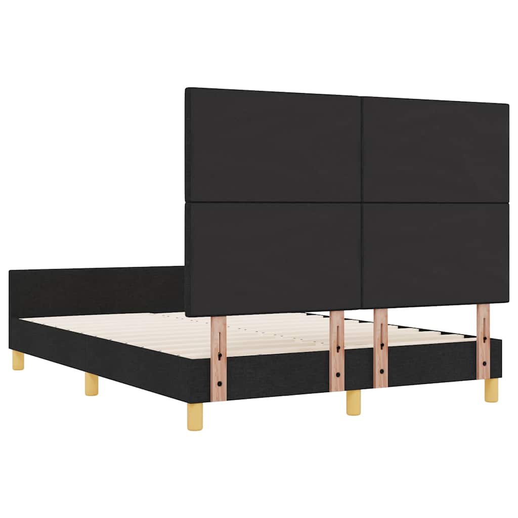 vidaXL Ramka łóżka Z zagłówkiem Czarny 140 x 200 cm tkanina