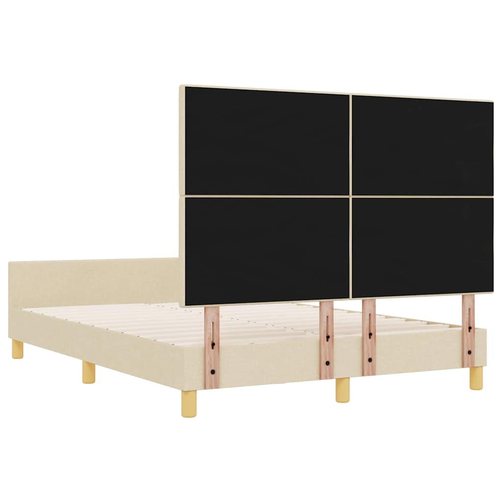 vidaXL Ramka łóżka Z zagłówkiem Kremowy 140 x 200 cm tkanina