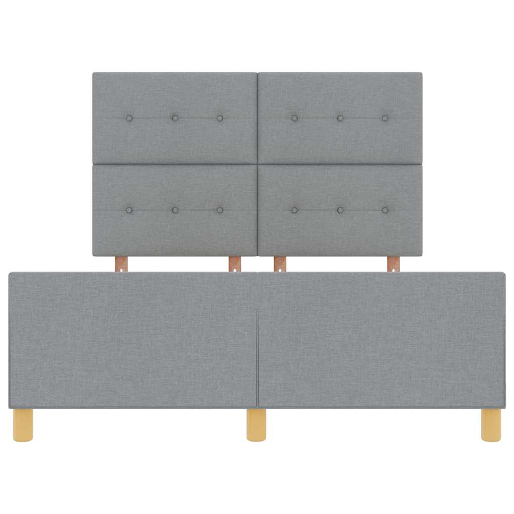 vidaXL Ramka łóżka Z zagłówkiem Jasnoszary 160 x 200 cm tkanina
