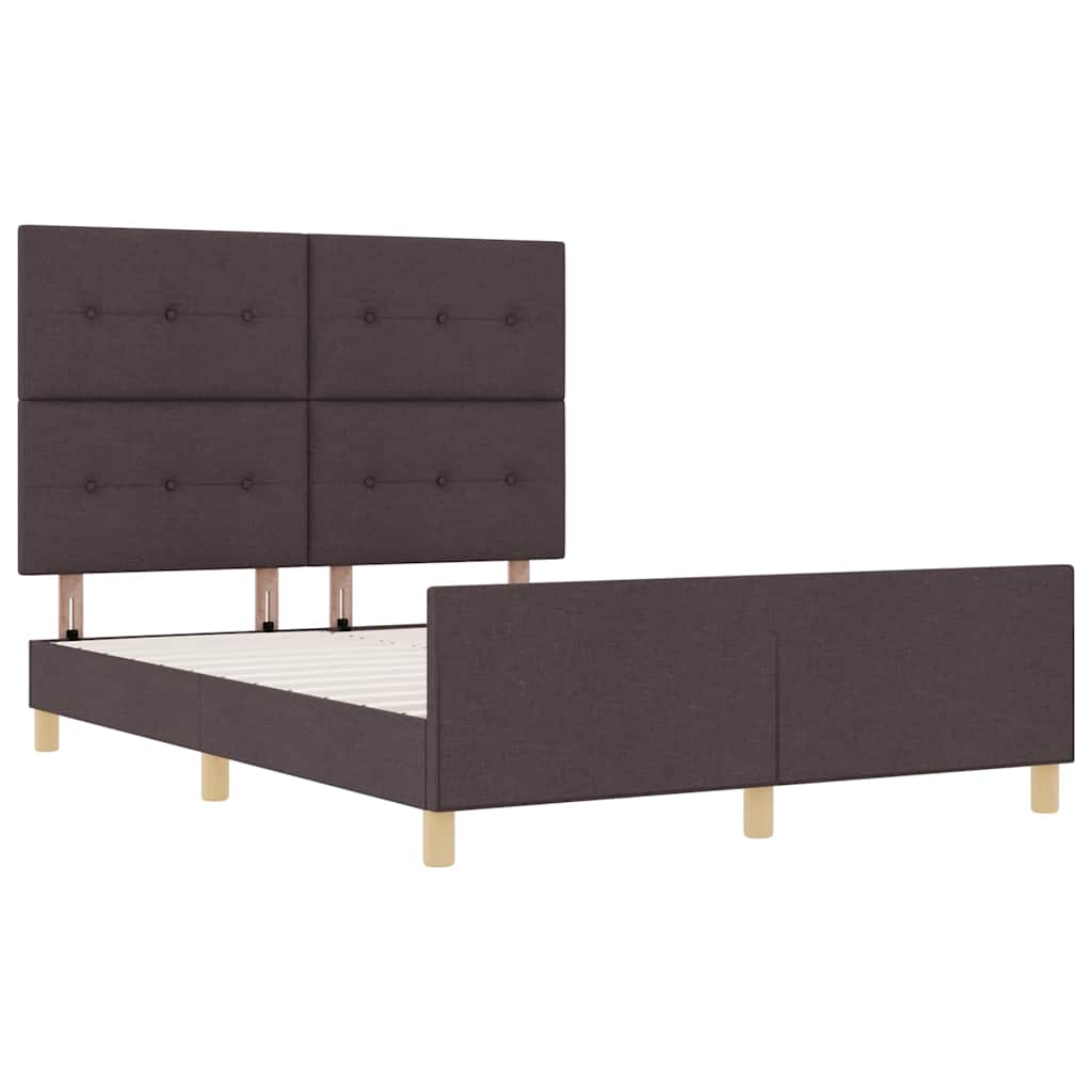 vidaXL Ramka łóżka Z zagłówkiem ciemnobrązowy 160 x 200 cm tkanina