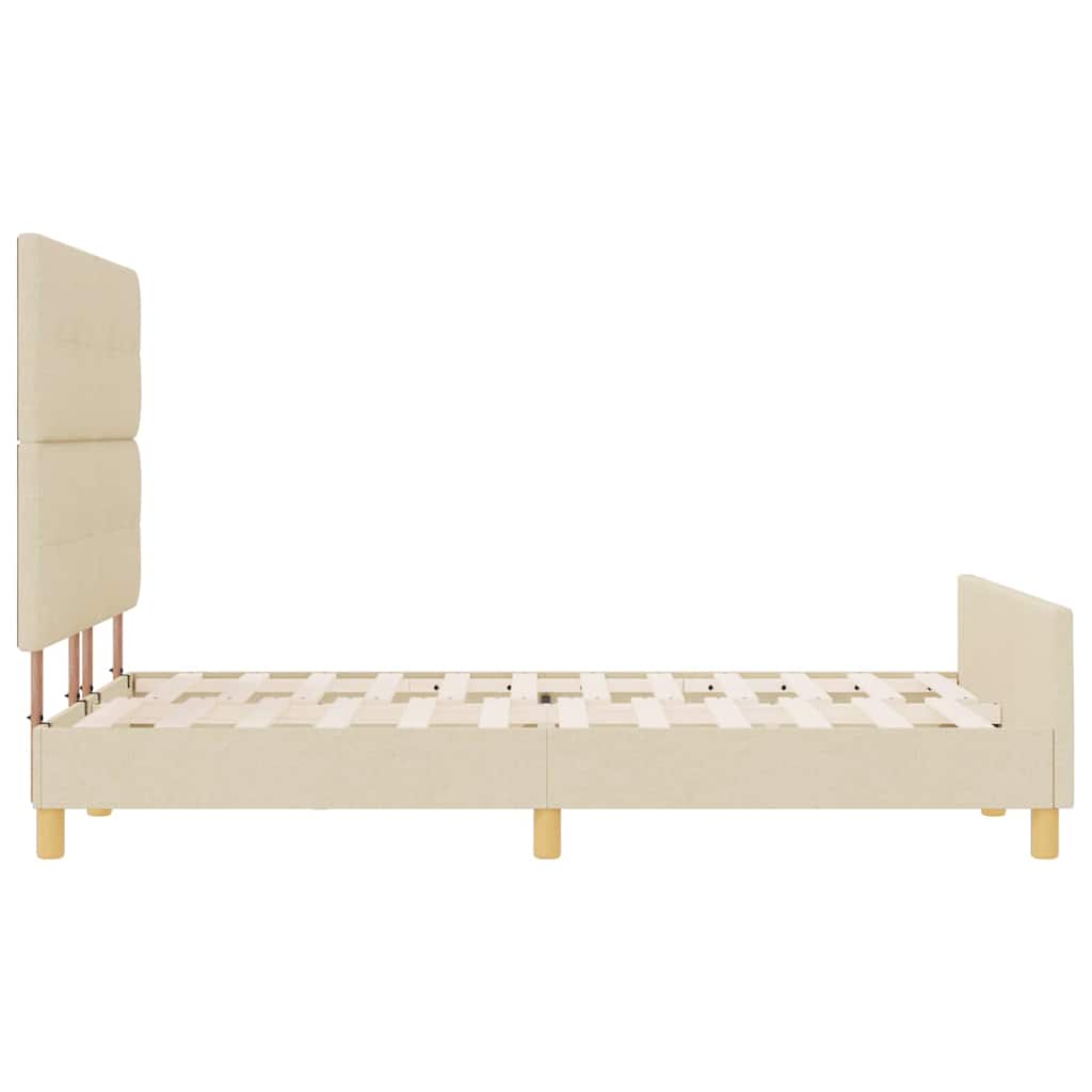 vidaXL Ramka łóżka Z zagłówkiem Kremowy 160 x 200 cm tkanina