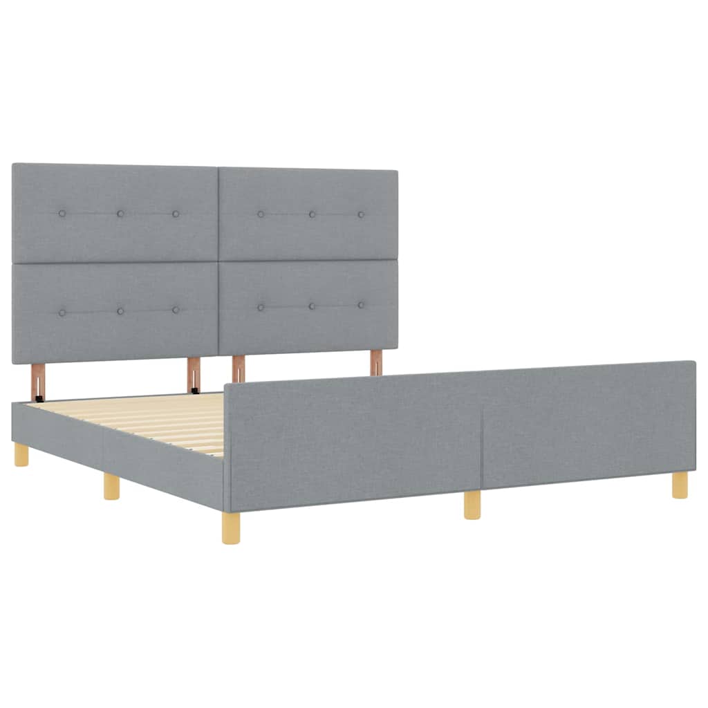 vidaXL Ramka łóżka Z zagłówkiem Jasnoszary 180 x 200 cm tkanina