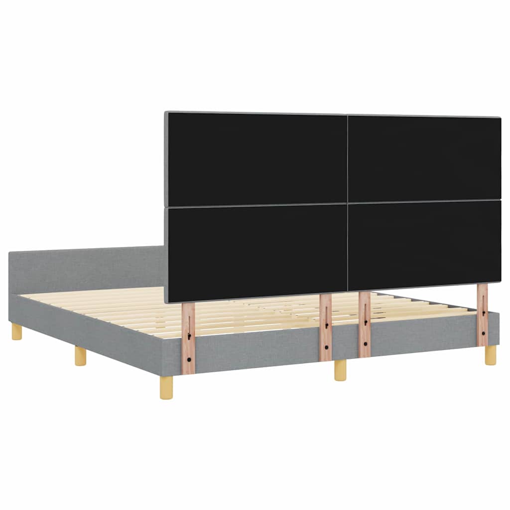 vidaXL Ramka łóżka Z zagłówkiem Jasnoszary 180 x 200 cm tkanina