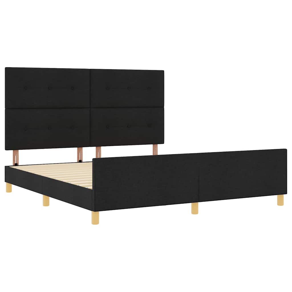 vidaXL Ramka łóżka Z zagłówkiem Czarny 180 x 200 cm tkanina