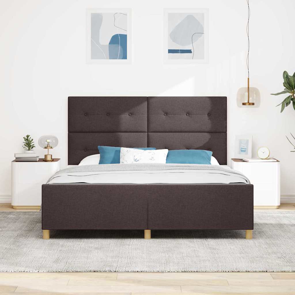 vidaXL Ramka łóżka Z zagłówkiem ciemnobrązowy 180 x 200 cm tkanina
