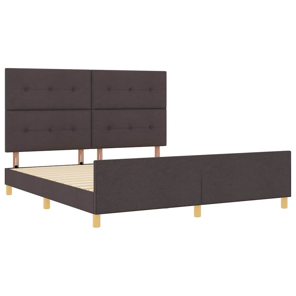 vidaXL Ramka łóżka Z zagłówkiem ciemnobrązowy 180 x 200 cm tkanina