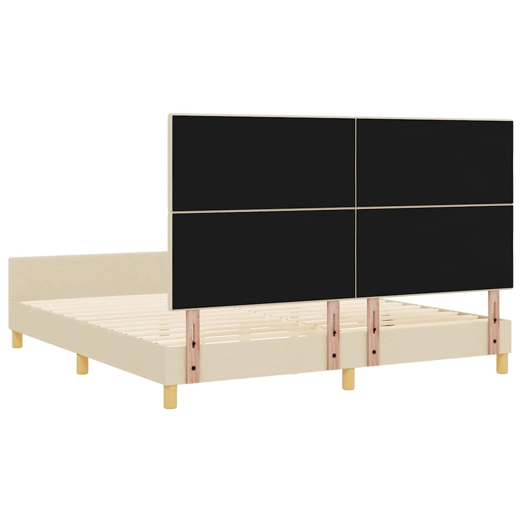 vidaXL Ramka łóżka Z zagłówkiem Kremowy 180 x 200 cm tkanina