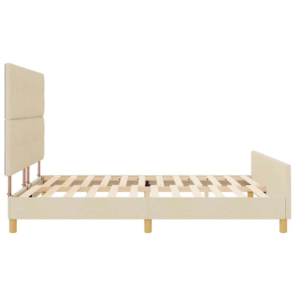vidaXL Ramka łóżka Z zagłówkiem Kremowy 180 x 200 cm tkanina