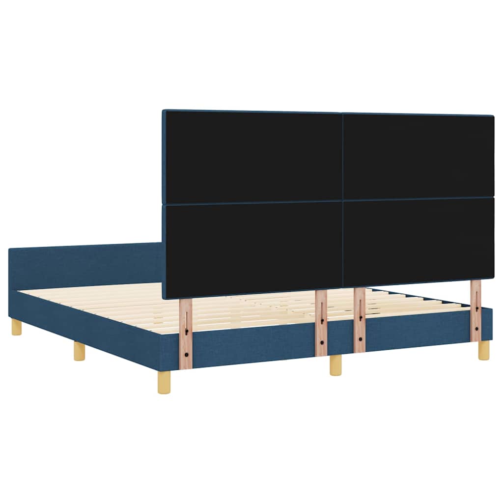 vidaXL Ramka łóżka Z zagłówkiem Niebieski 180 x 200 cm tkanina