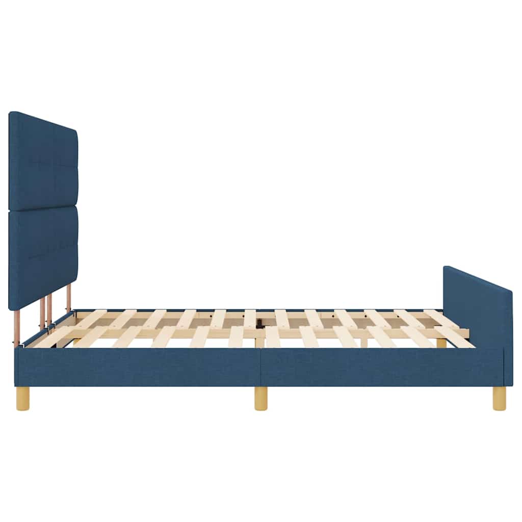 vidaXL Ramka łóżka Z zagłówkiem Niebieski 180 x 200 cm tkanina