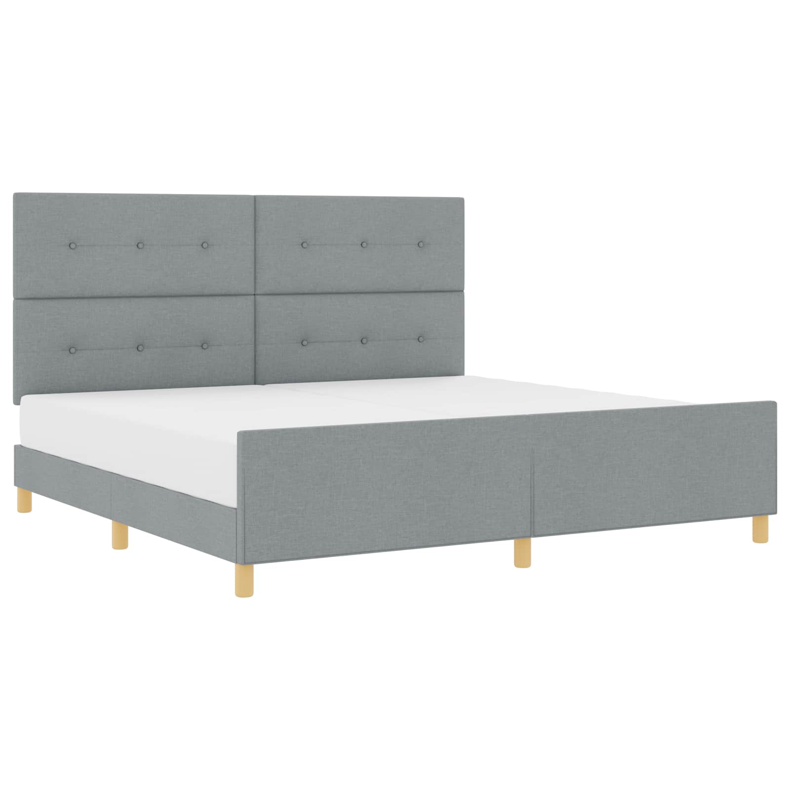 vidaXL Ramka łóżka Z zagłówkiem Jasnoszary 200 x 200 cm tkanina