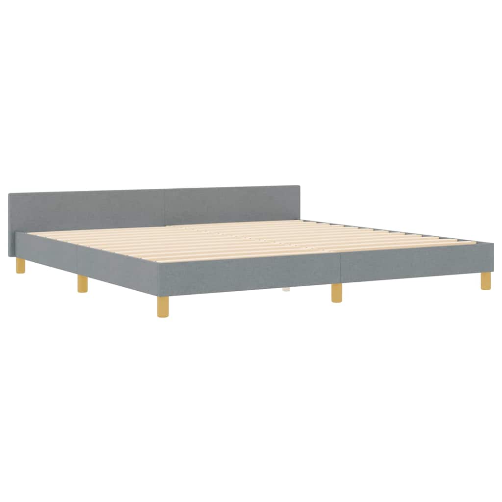 vidaXL Ramka łóżka Z zagłówkiem Jasnoszary 200 x 200 cm tkanina