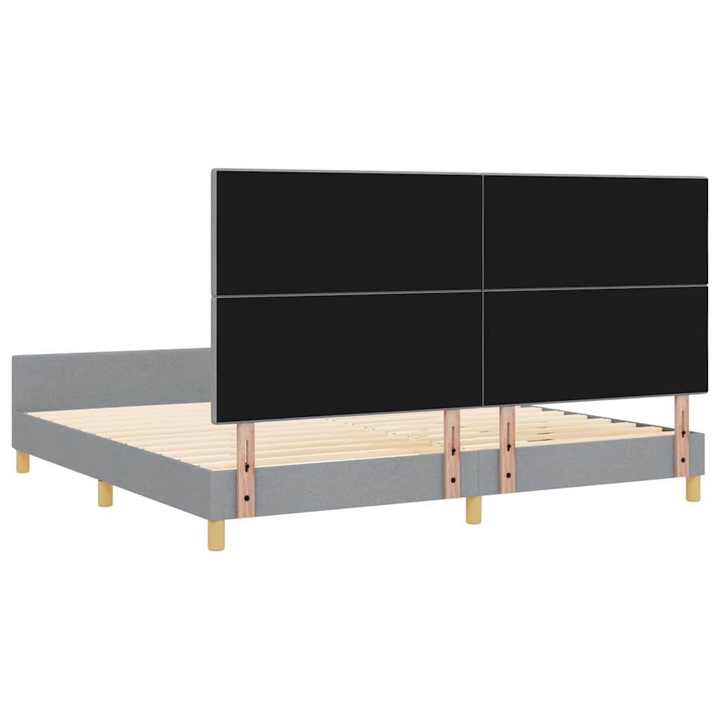 vidaXL Ramka łóżka Z zagłówkiem Jasnoszary 200 x 200 cm tkanina