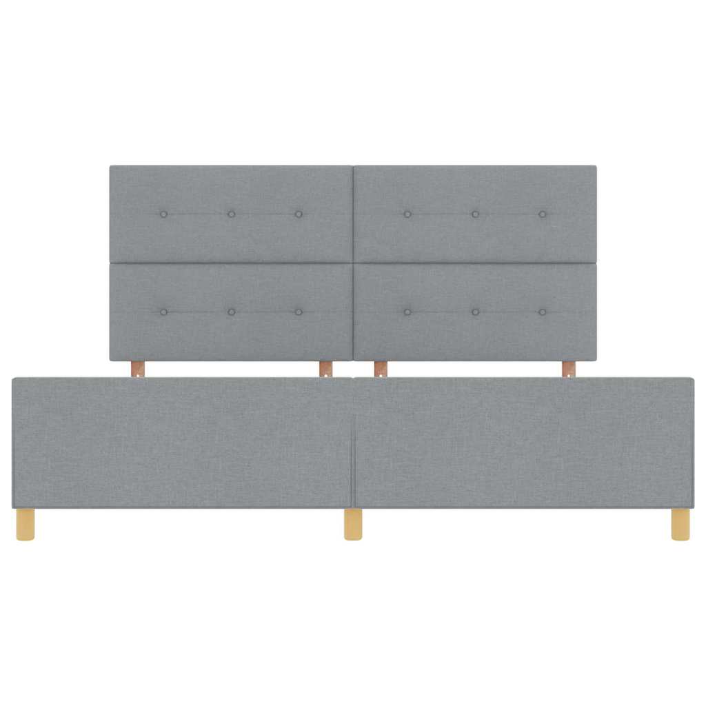 vidaXL Ramka łóżka Z zagłówkiem Jasnoszary 200 x 200 cm tkanina