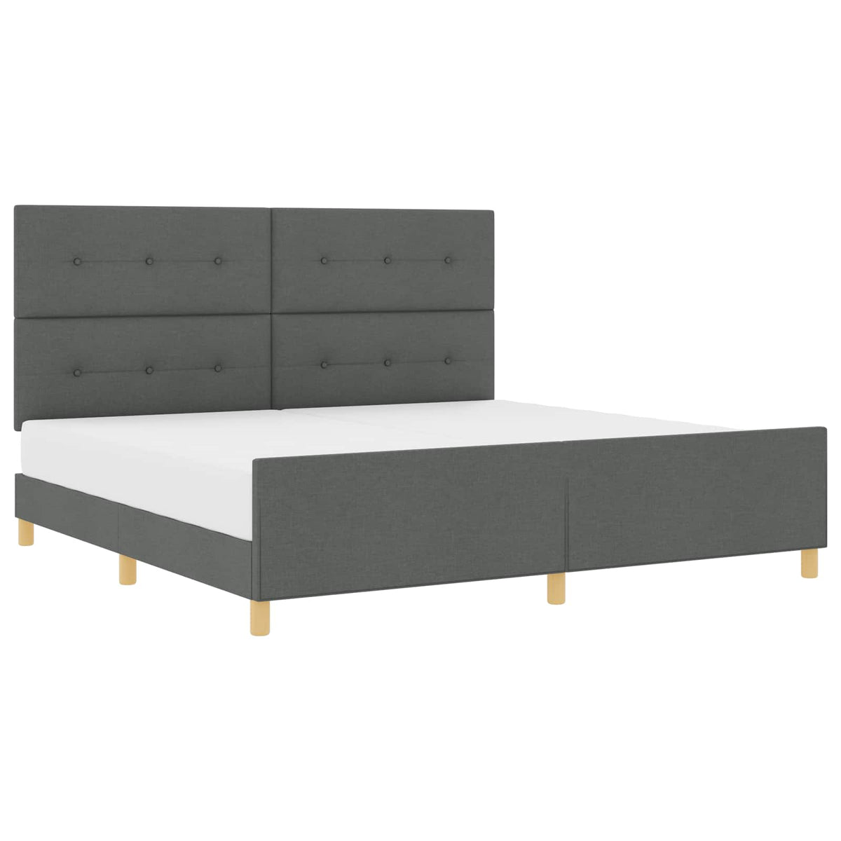 vidaXL Ramka łóżka Z zagłówkiem ciemno szary 200 x 200 cm tkanina