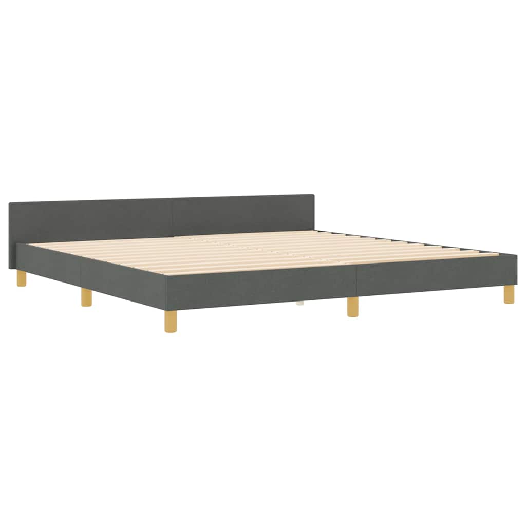 vidaXL Ramka łóżka Z zagłówkiem ciemno szary 200 x 200 cm tkanina