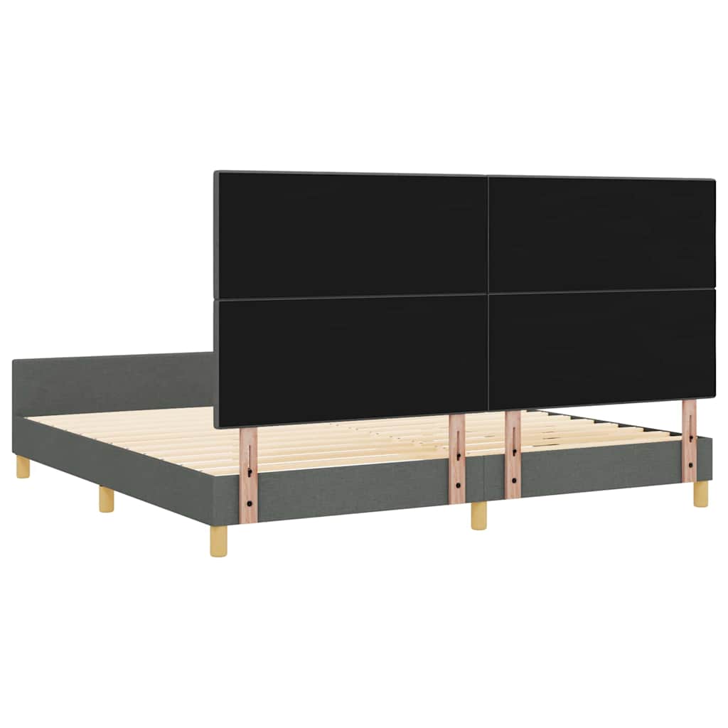 vidaXL Ramka łóżka Z zagłówkiem ciemno szary 200 x 200 cm tkanina