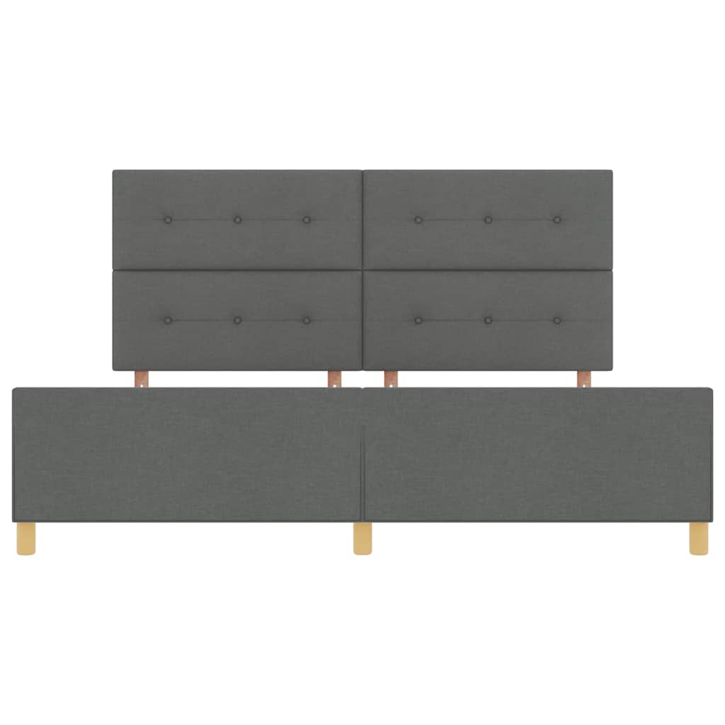 vidaXL Ramka łóżka Z zagłówkiem ciemno szary 200 x 200 cm tkanina