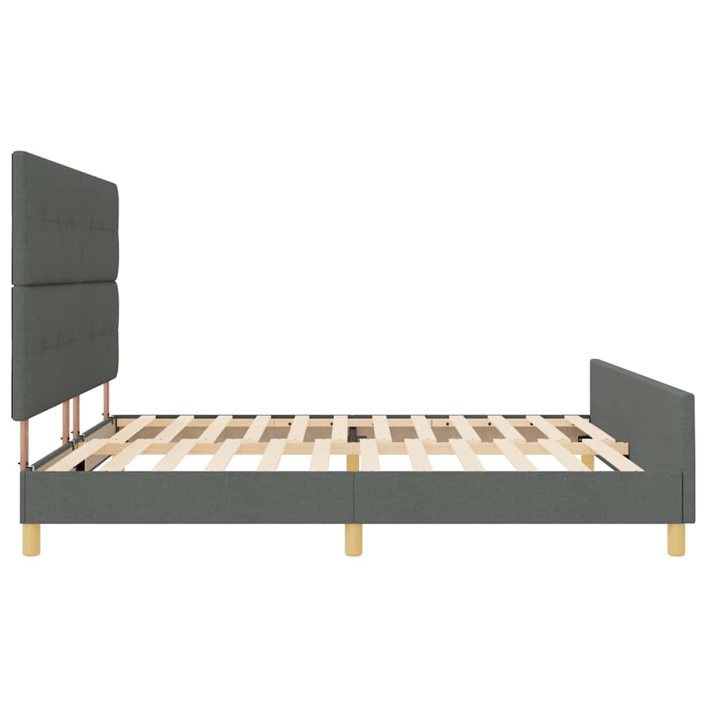 vidaXL Ramka łóżka Z zagłówkiem ciemno szary 200 x 200 cm tkanina