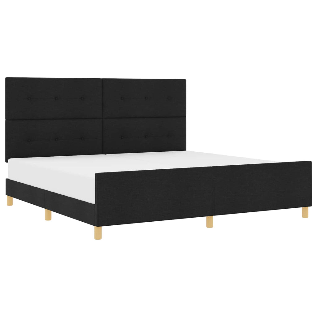 vidaXL Ramka łóżka Z zagłówkiem Czarny 200 x 200 cm tkanina