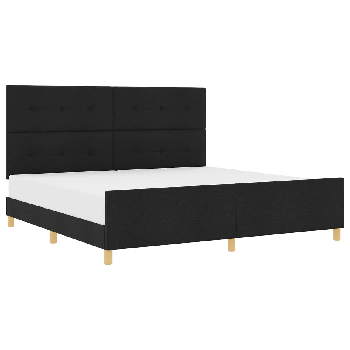 vidaXL Ramka łóżka Z zagłówkiem Czarny 200 x 200 cm tkanina