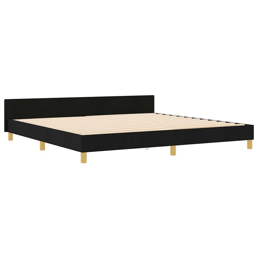 vidaXL Ramka łóżka Z zagłówkiem Czarny 200 x 200 cm tkanina
