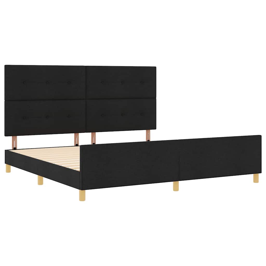vidaXL Ramka łóżka Z zagłówkiem Czarny 200 x 200 cm tkanina