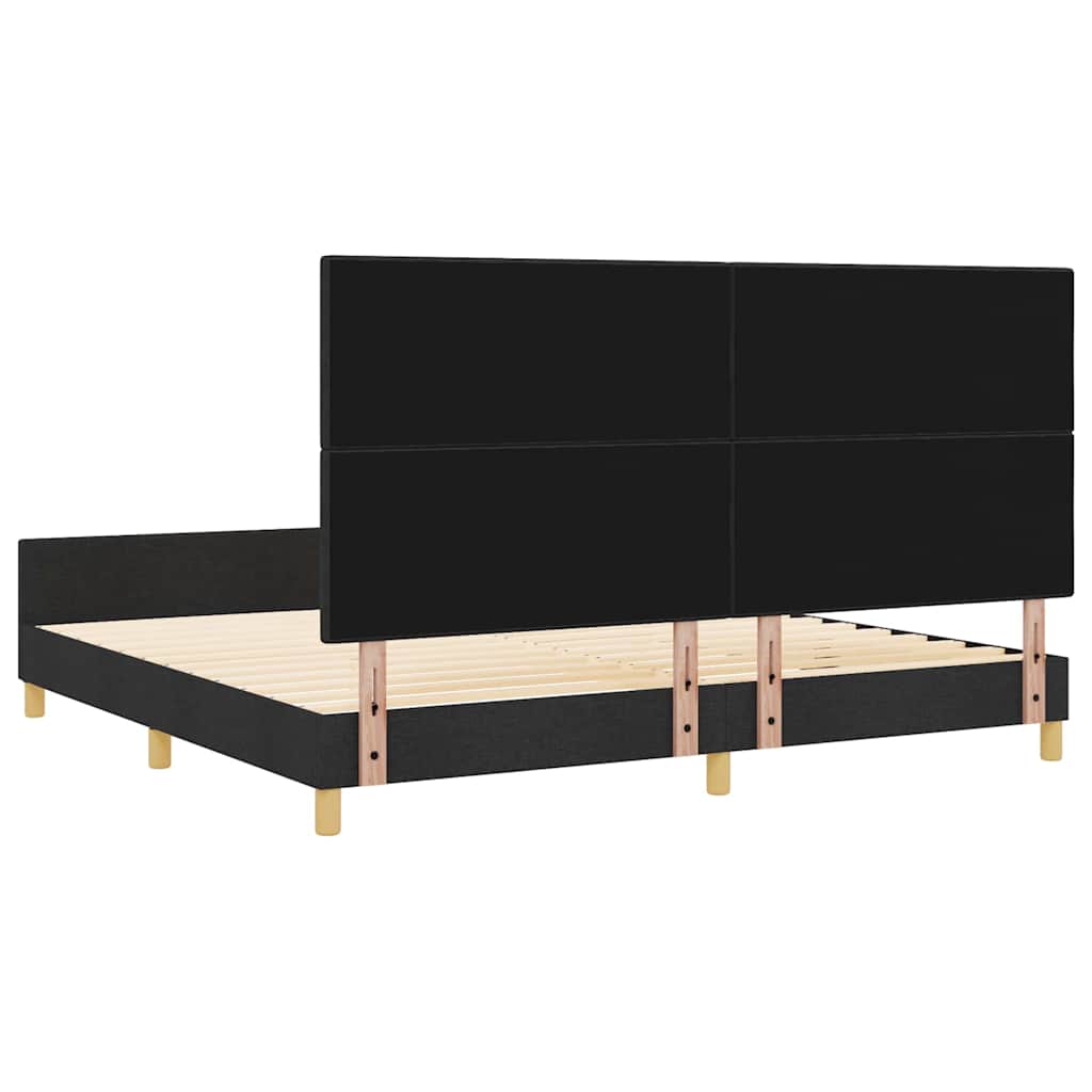 vidaXL Ramka łóżka Z zagłówkiem Czarny 200 x 200 cm tkanina