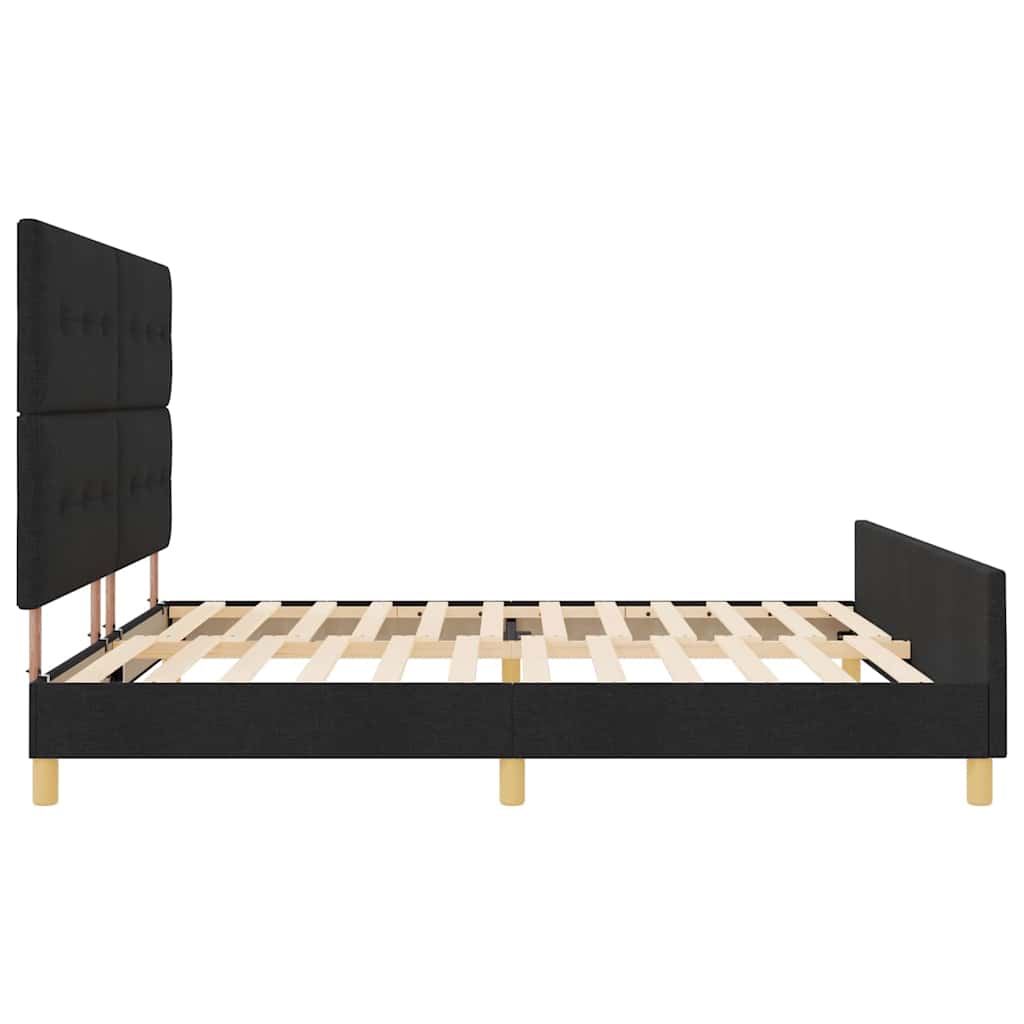 vidaXL Ramka łóżka Z zagłówkiem Czarny 200 x 200 cm tkanina
