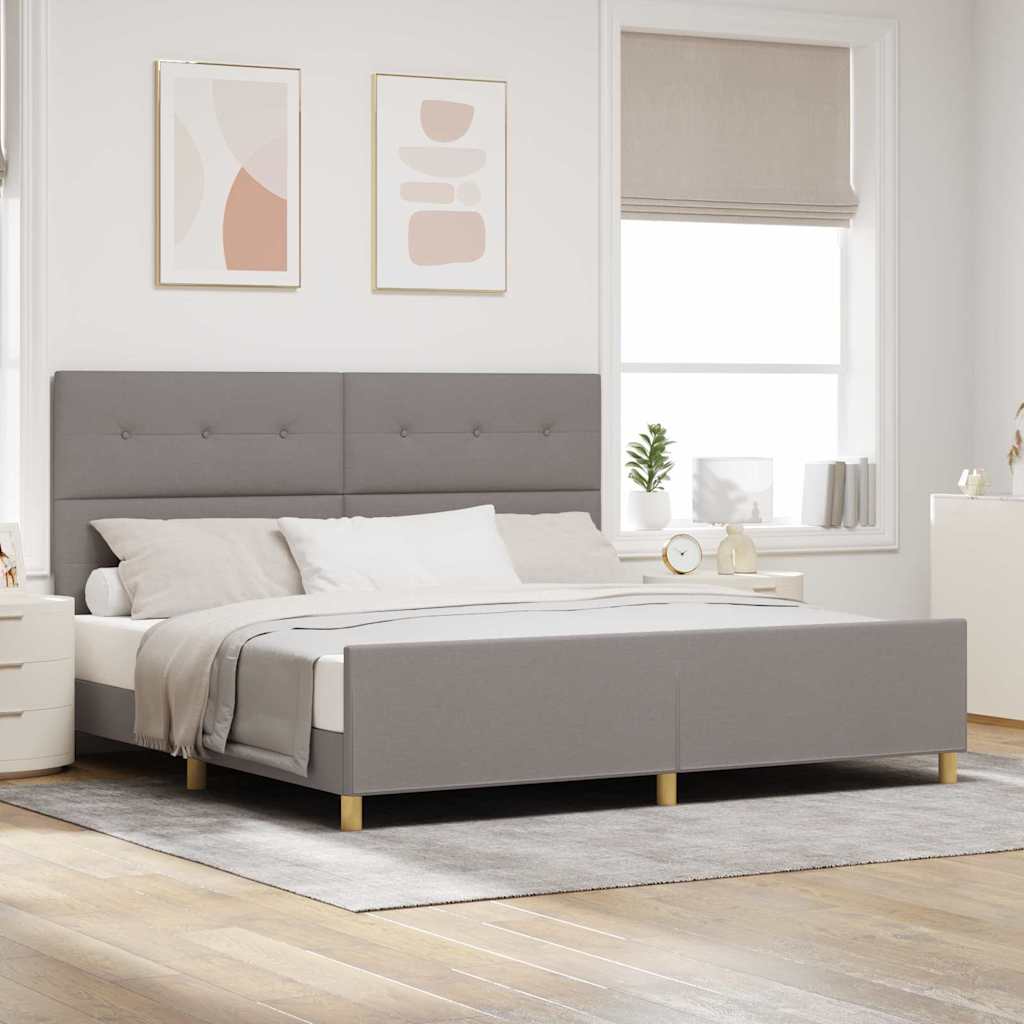 vidaXL Ramka łóżka Z zagłówkiem Ciemnoszary 200 x 200 cm tkanina