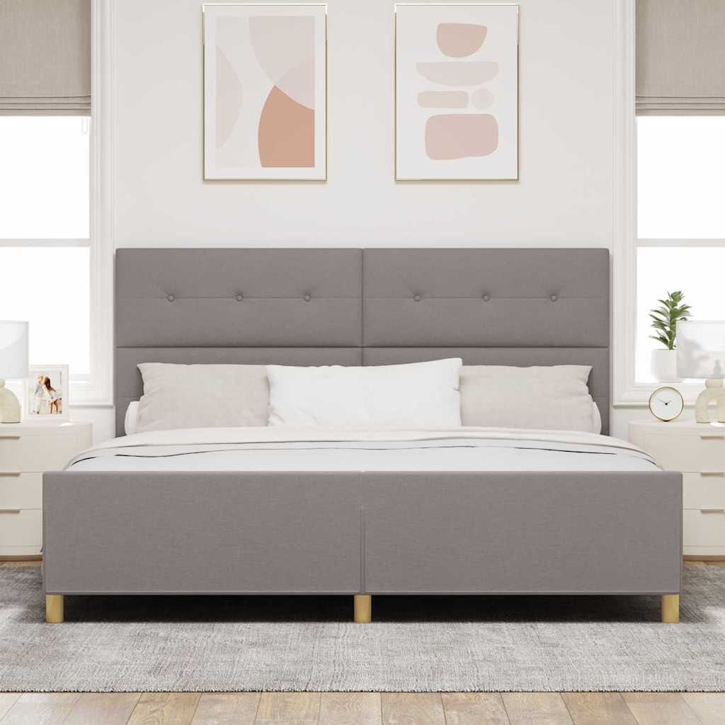 vidaXL Ramka łóżka Z zagłówkiem Ciemnoszary 200 x 200 cm tkanina