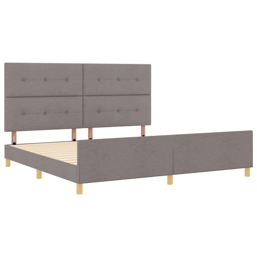 vidaXL Ramka łóżka Z zagłówkiem Ciemnoszary 200 x 200 cm tkanina