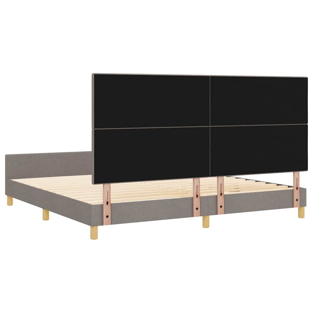 vidaXL Ramka łóżka Z zagłówkiem Ciemnoszary 200 x 200 cm tkanina