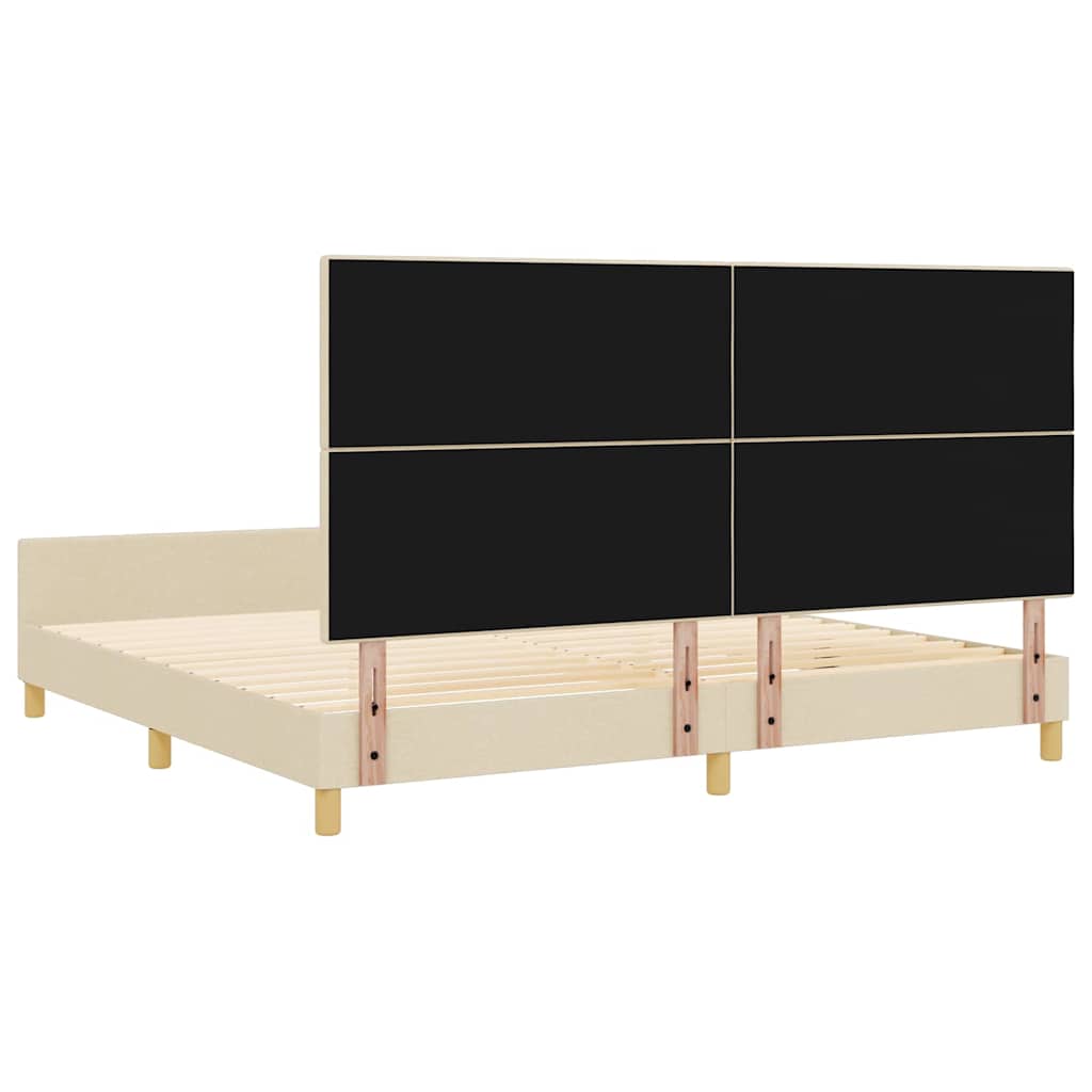 vidaXL Ramka łóżka Z zagłówkiem Kremowy 200 x 200 cm tkanina
