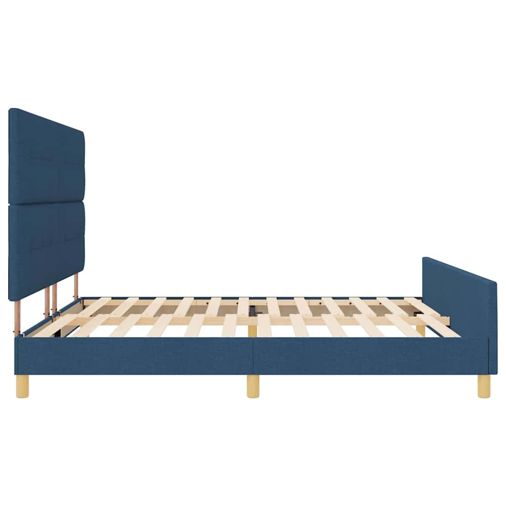 vidaXL Ramka łóżka Z zagłówkiem Niebieski 200 x 200 cm tkanina