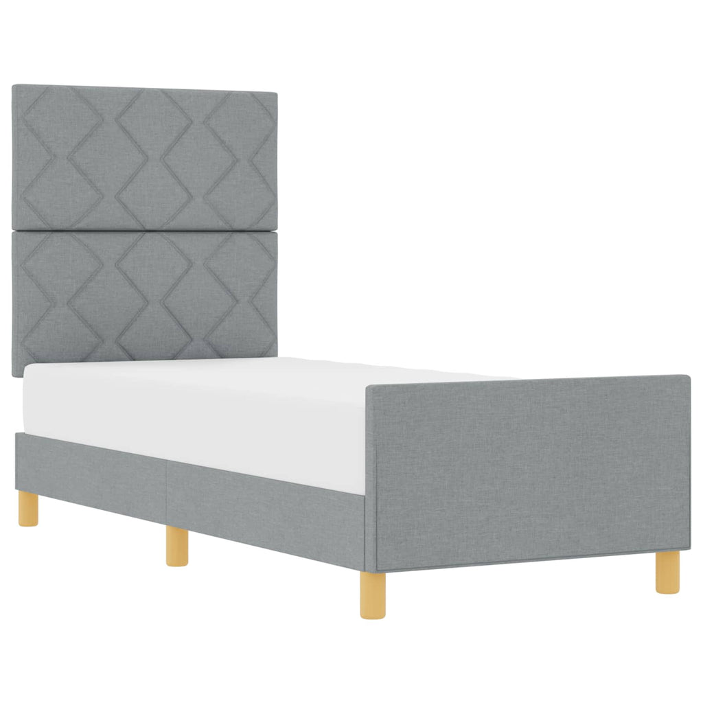 vidaXL Ramka łóżka Z zagłówkiem Jasnoszary 80 x 200 cm tkanina