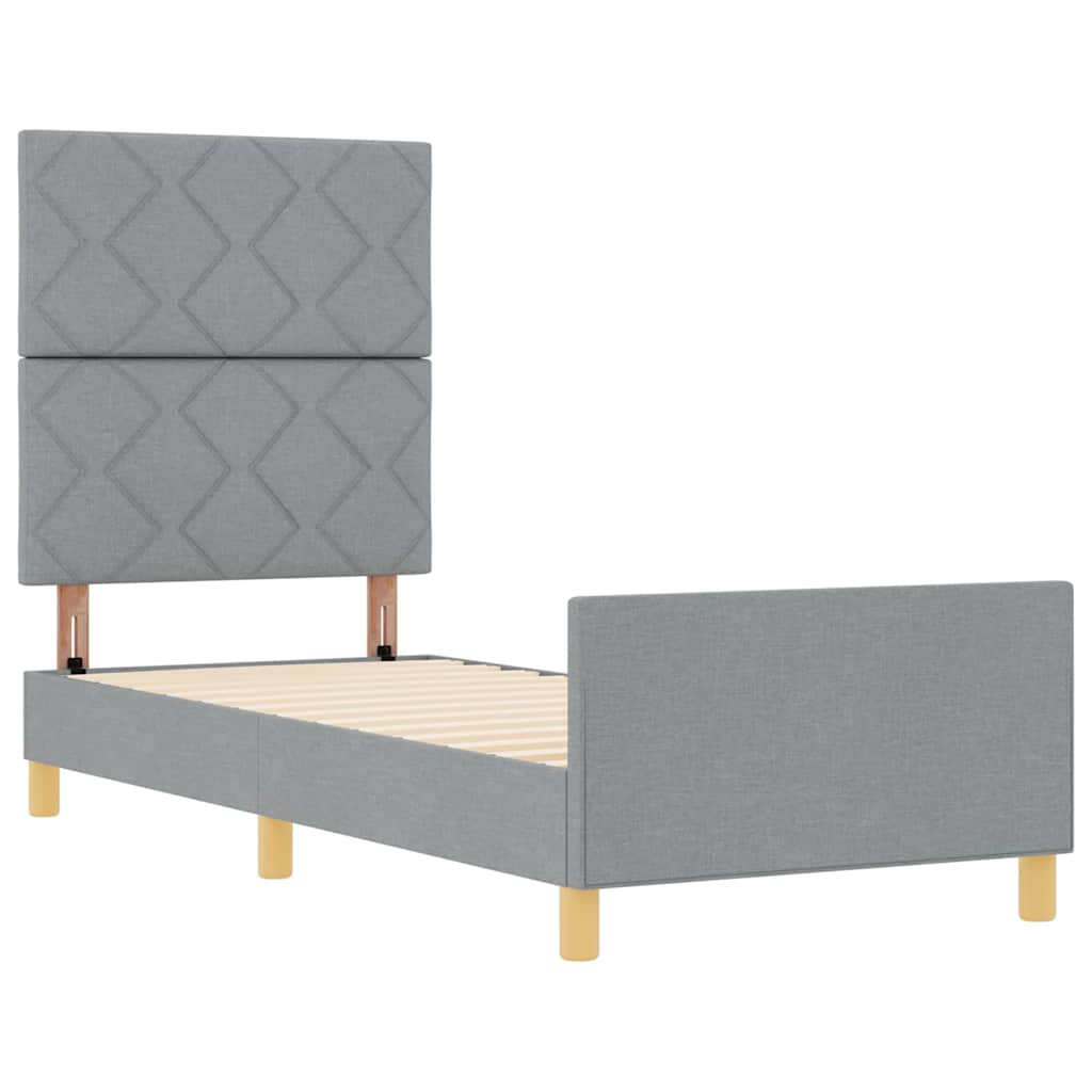 vidaXL Ramka łóżka Z zagłówkiem Jasnoszary 80 x 200 cm tkanina