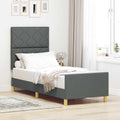 vidaXL Ramka łóżka Z zagłówkiem ciemno szary 80 x 200 cm tkanina