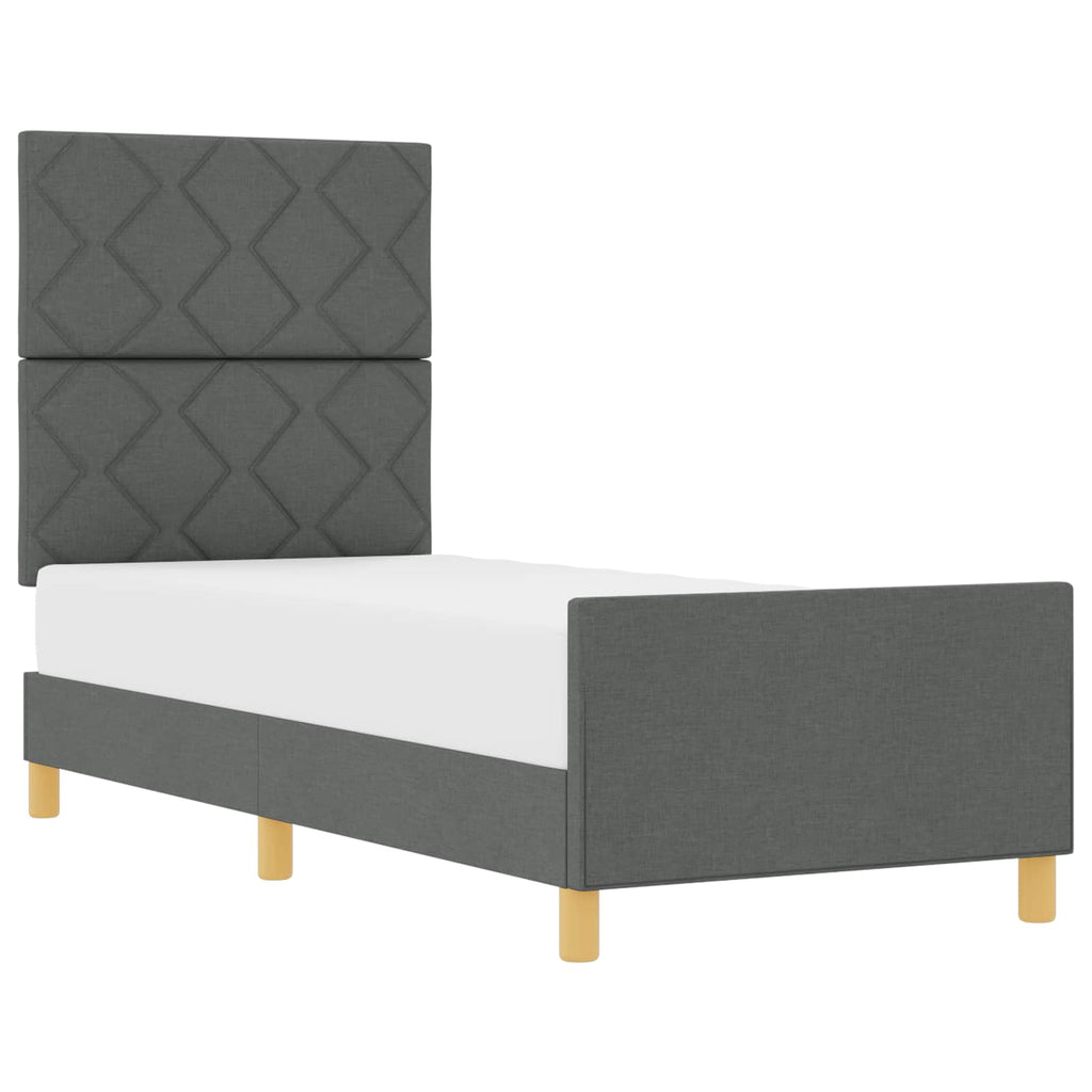 vidaXL Ramka łóżka Z zagłówkiem ciemno szary 80 x 200 cm tkanina