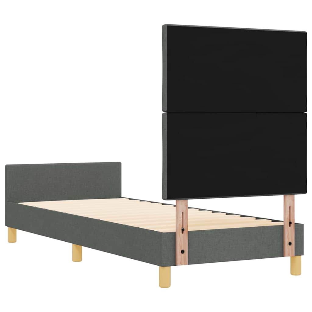 vidaXL Ramka łóżka Z zagłówkiem ciemno szary 80 x 200 cm tkanina